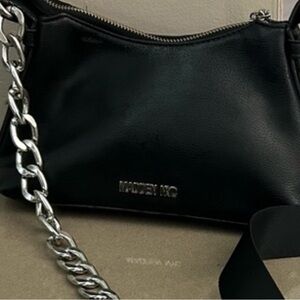 Madden NYC Elegant Black Bag with Gold Zipper-preowned